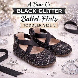 A Bear Co. Black Glitter Sprinkled Ballet Flats Toddler Size 5